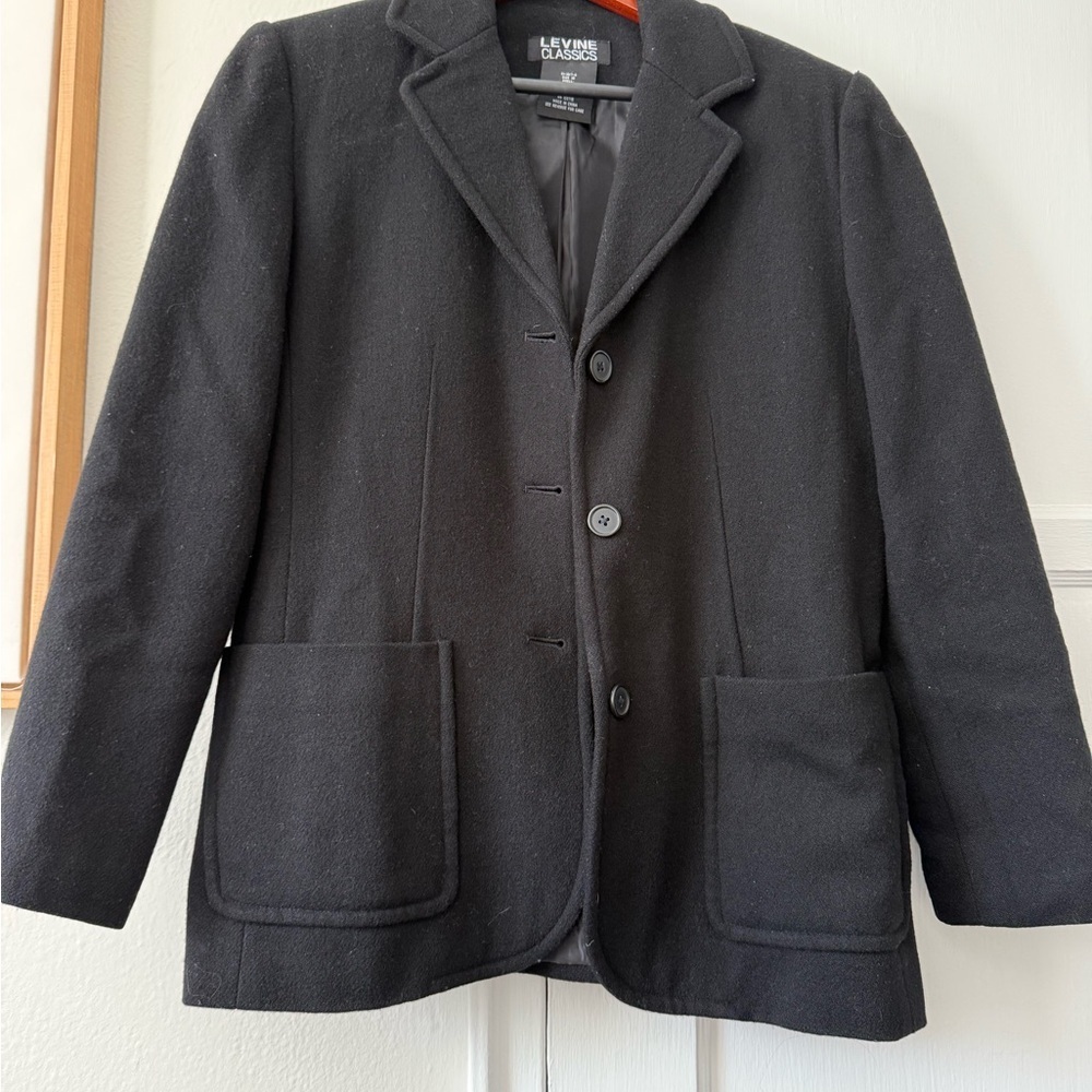 Women’s Size 10 Classic Black Peacoat 100% Wool